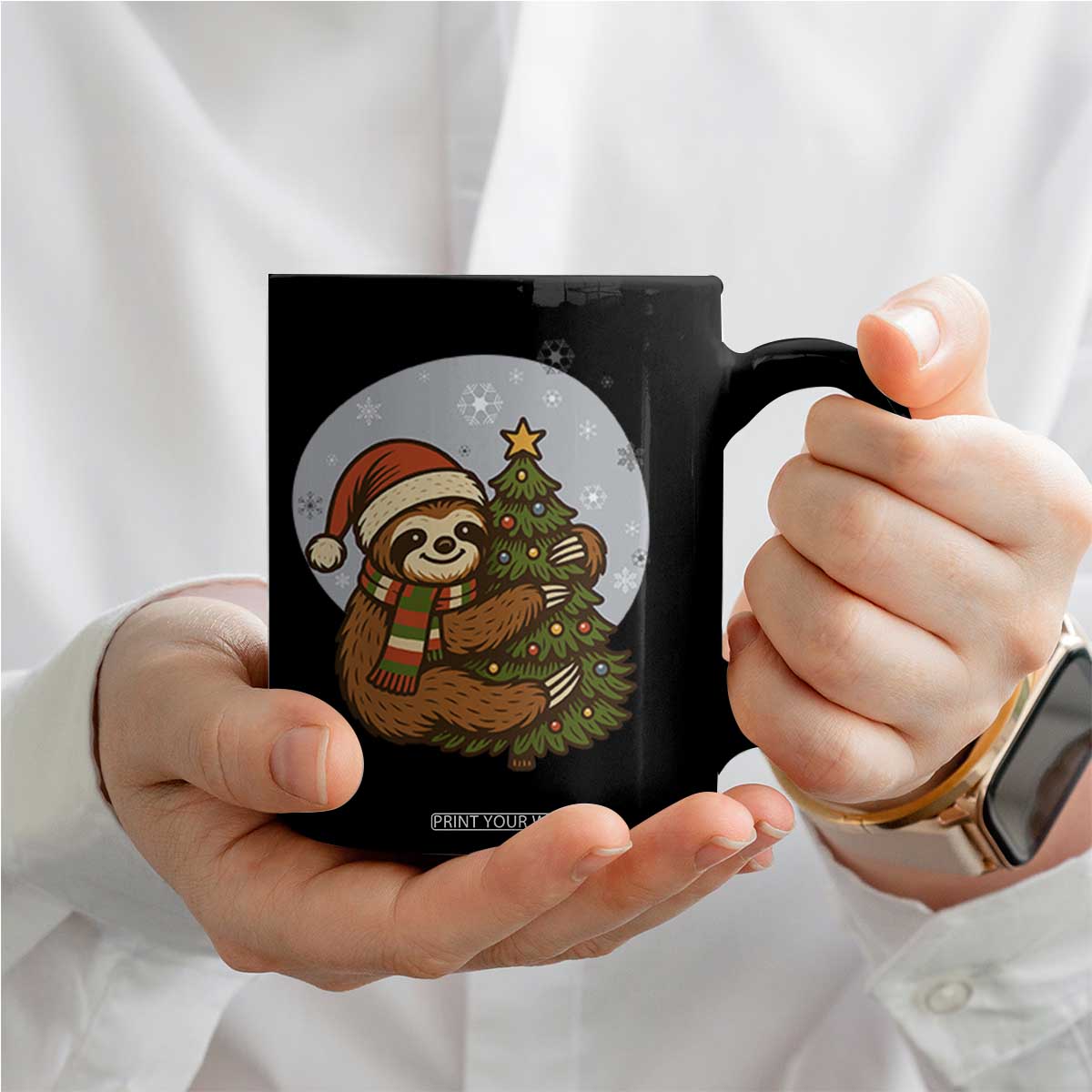 Funny Xmas Coffee Mug Slothin Around The Christmas Tree TS12 Print Your Wear