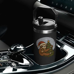 Funny Xmas Flip Straw Tumbler Slothin Around The Christmas Tree TS12 Print Your Wear