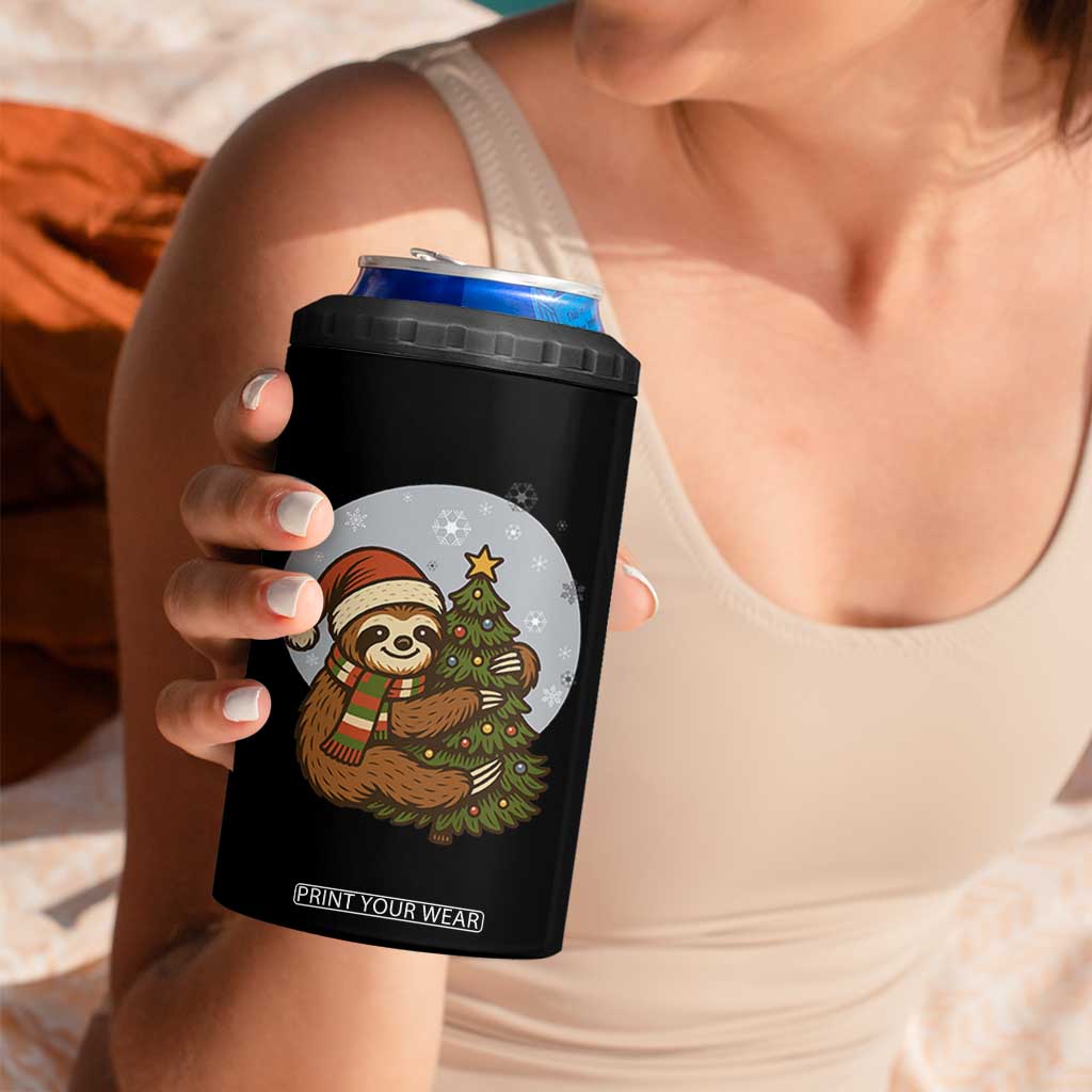 Funny Xmas 4 in 1 Can Cooler Tumbler Slothin Around The Christmas Tree TS12 Print Your Wear
