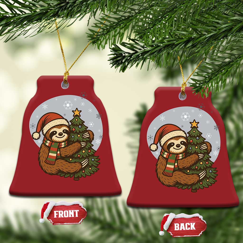 Funny Xmas Christmas Ornament Slothin Around The Christmas Tree TS12 Bell Flake Red Print Your Wear