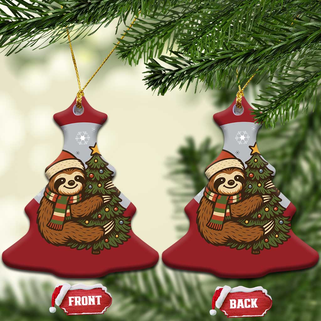 Funny Xmas Christmas Ornament Slothin Around The Christmas Tree TS12 Christmas Tree Red Print Your Wear