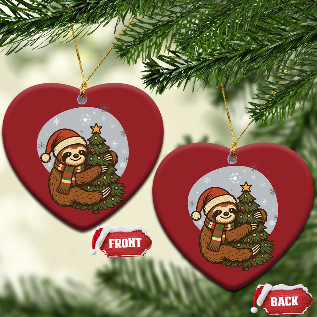 Funny Xmas Christmas Ornament Slothin Around The Christmas Tree TS12 Heart Red Print Your Wear