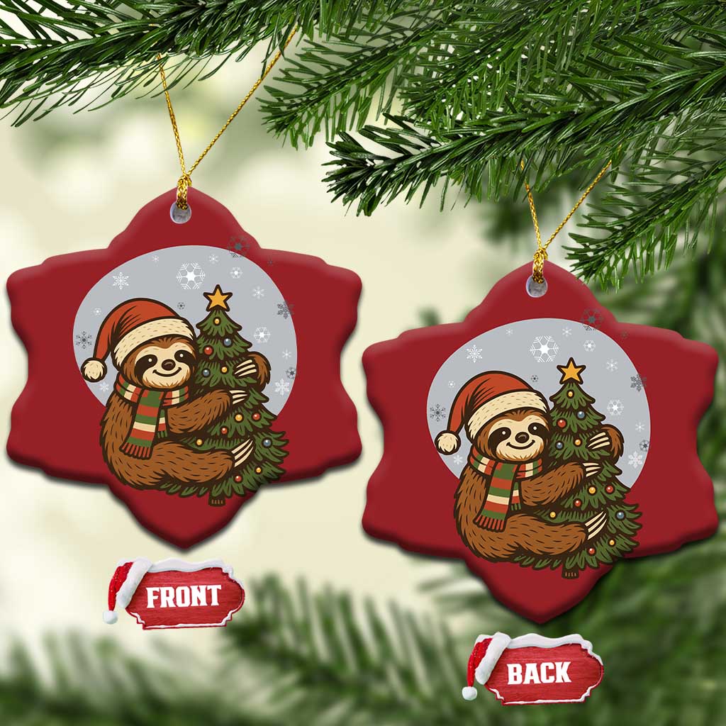 Funny Xmas Christmas Ornament Slothin Around The Christmas Tree TS12 Snow Flake Red Print Your Wear