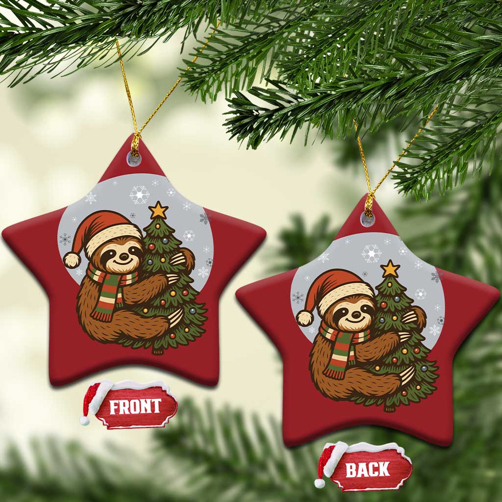 Funny Xmas Christmas Ornament Slothin Around The Christmas Tree TS12 Star Red Print Your Wear