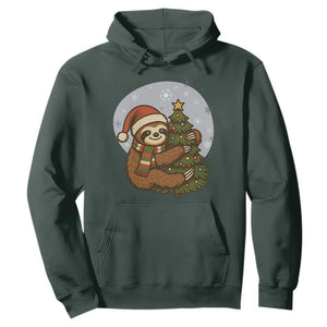 Funny Xmas Hoodie Slothin Around The Christmas Tree TS12 Dark Forest Green Print Your Wear
