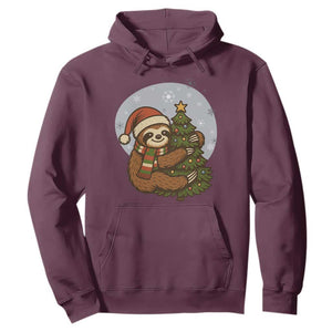 Funny Xmas Hoodie Slothin Around The Christmas Tree TS12 Maroon Print Your Wear