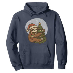 Funny Xmas Hoodie Slothin Around The Christmas Tree TS12 Navy Print Your Wear