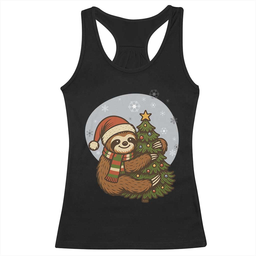 Funny Xmas Racerback Tank Top Slothin Around The Christmas Tree TS12 Black Print Your Wear