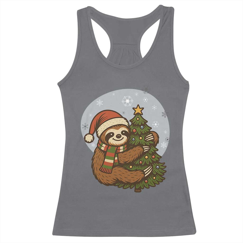Funny Xmas Racerback Tank Top Slothin Around The Christmas Tree TS12 Charcoal Print Your Wear