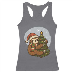 Funny Xmas Racerback Tank Top Slothin Around The Christmas Tree TS12 Charcoal Print Your Wear