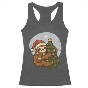 Funny Xmas Racerback Tank Top Slothin Around The Christmas Tree TS12 Dark Heather Print Your Wear