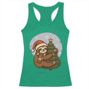 Funny Xmas Racerback Tank Top Slothin Around The Christmas Tree TS12 Irish Green Print Your Wear