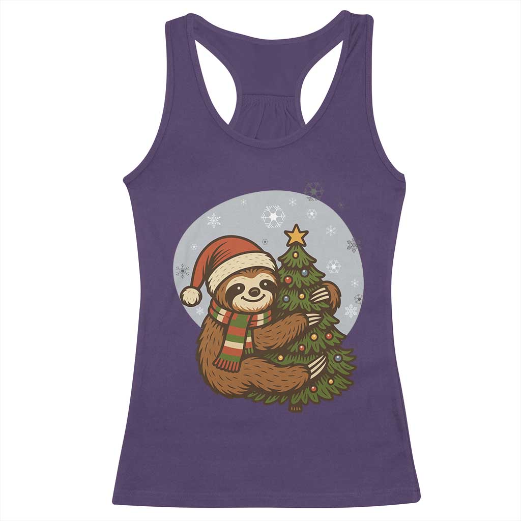 Funny Xmas Racerback Tank Top Slothin Around The Christmas Tree TS12 Purple Print Your Wear