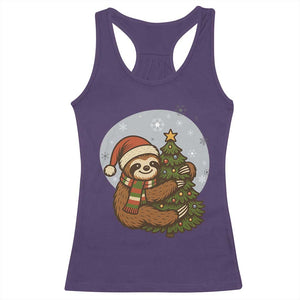 Funny Xmas Racerback Tank Top Slothin Around The Christmas Tree TS12 Purple Print Your Wear