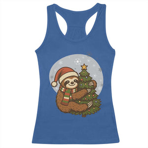Funny Xmas Racerback Tank Top Slothin Around The Christmas Tree TS12 Royal Blue Print Your Wear