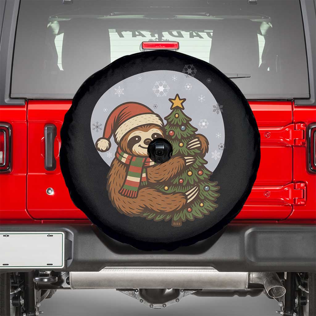 Funny Xmas Spare Tire Cover Slothin Around The Christmas Tree TS12 Black Print Your Wear