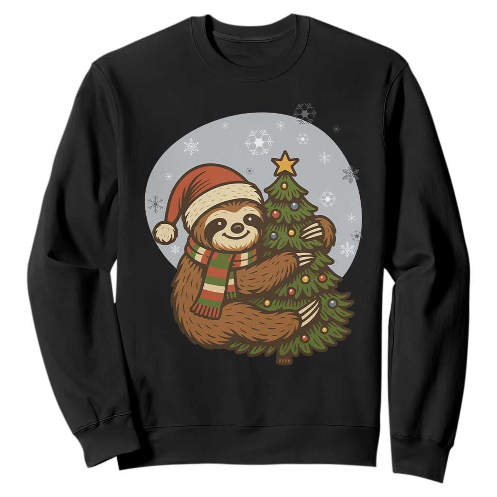 Funny Xmas Sweatshirt Slothin Around The Christmas Tree TS12 Black Print Your Wear
