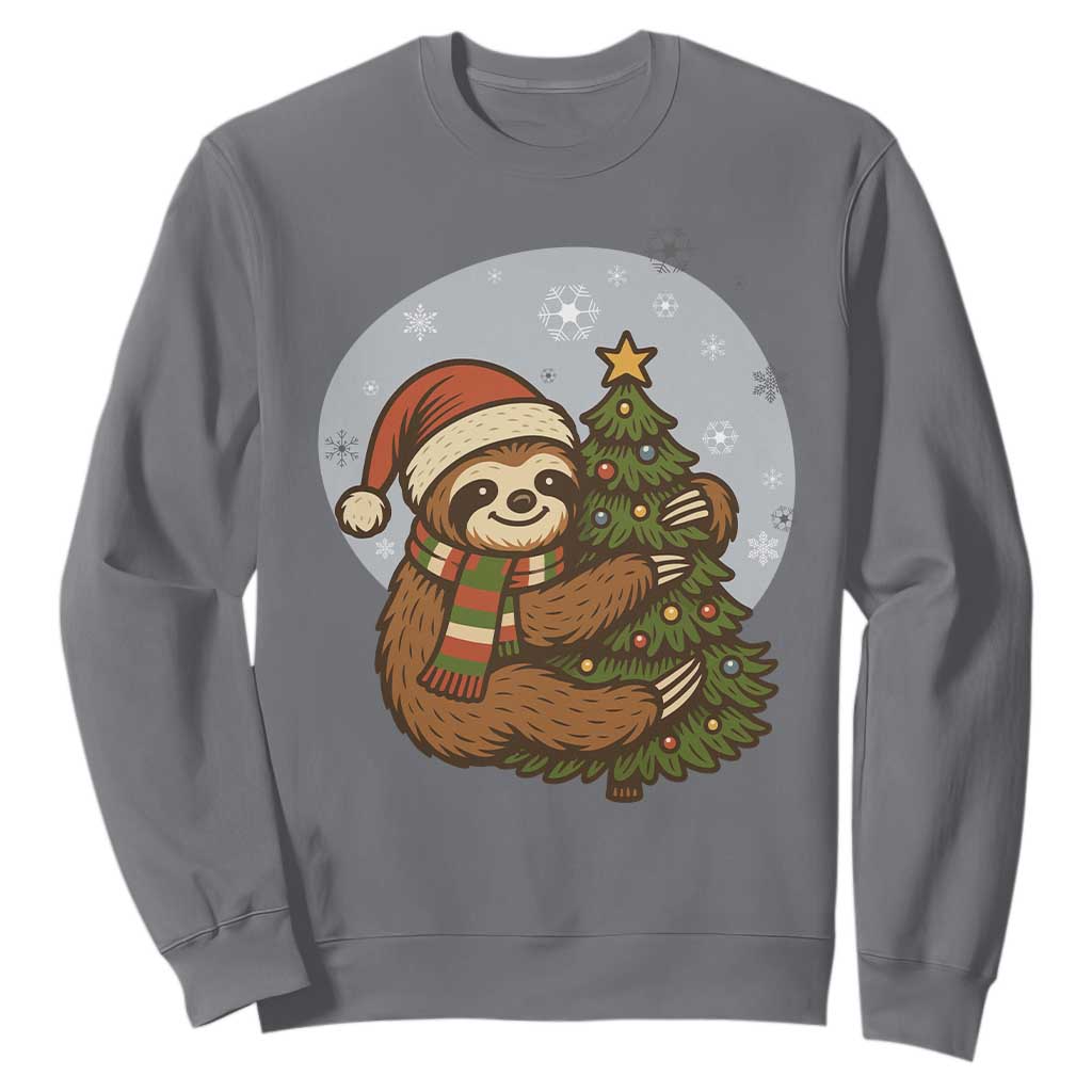 Funny Xmas Sweatshirt Slothin Around The Christmas Tree TS12 Charcoal Print Your Wear