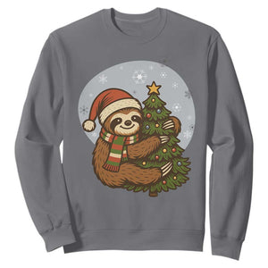 Funny Xmas Sweatshirt Slothin Around The Christmas Tree TS12 Charcoal Print Your Wear
