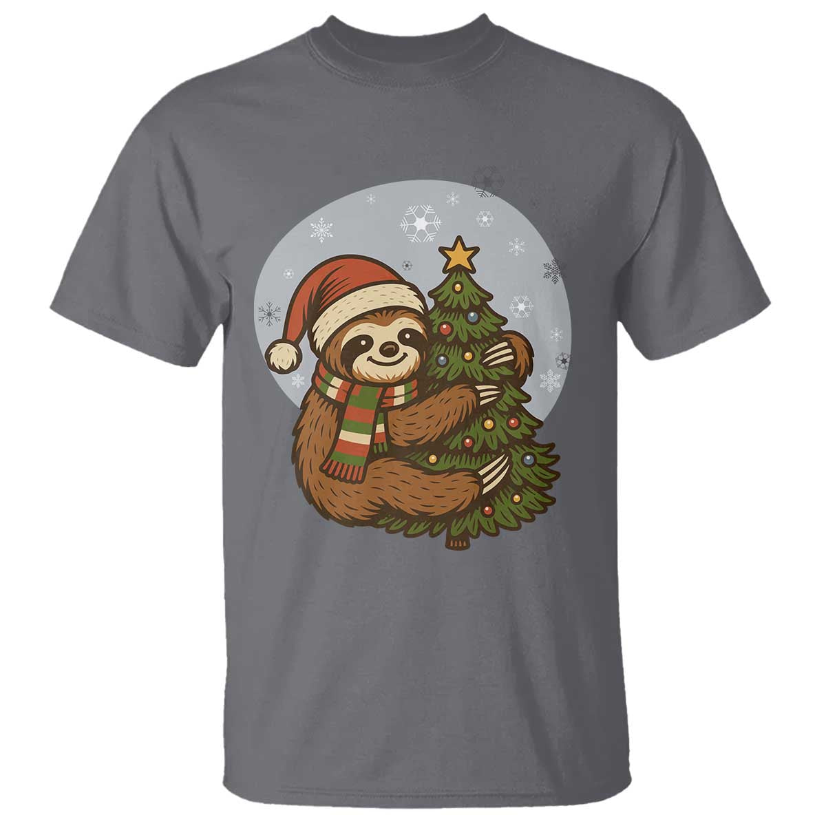 Funny Xmas T Shirt Slothin Around The Christmas Tree TS12 Charcoal Print Your Wear