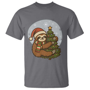 Funny Xmas T Shirt Slothin Around The Christmas Tree TS12 Charcoal Print Your Wear