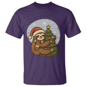 Funny Xmas T Shirt Slothin Around The Christmas Tree TS12 Purple Print Your Wear