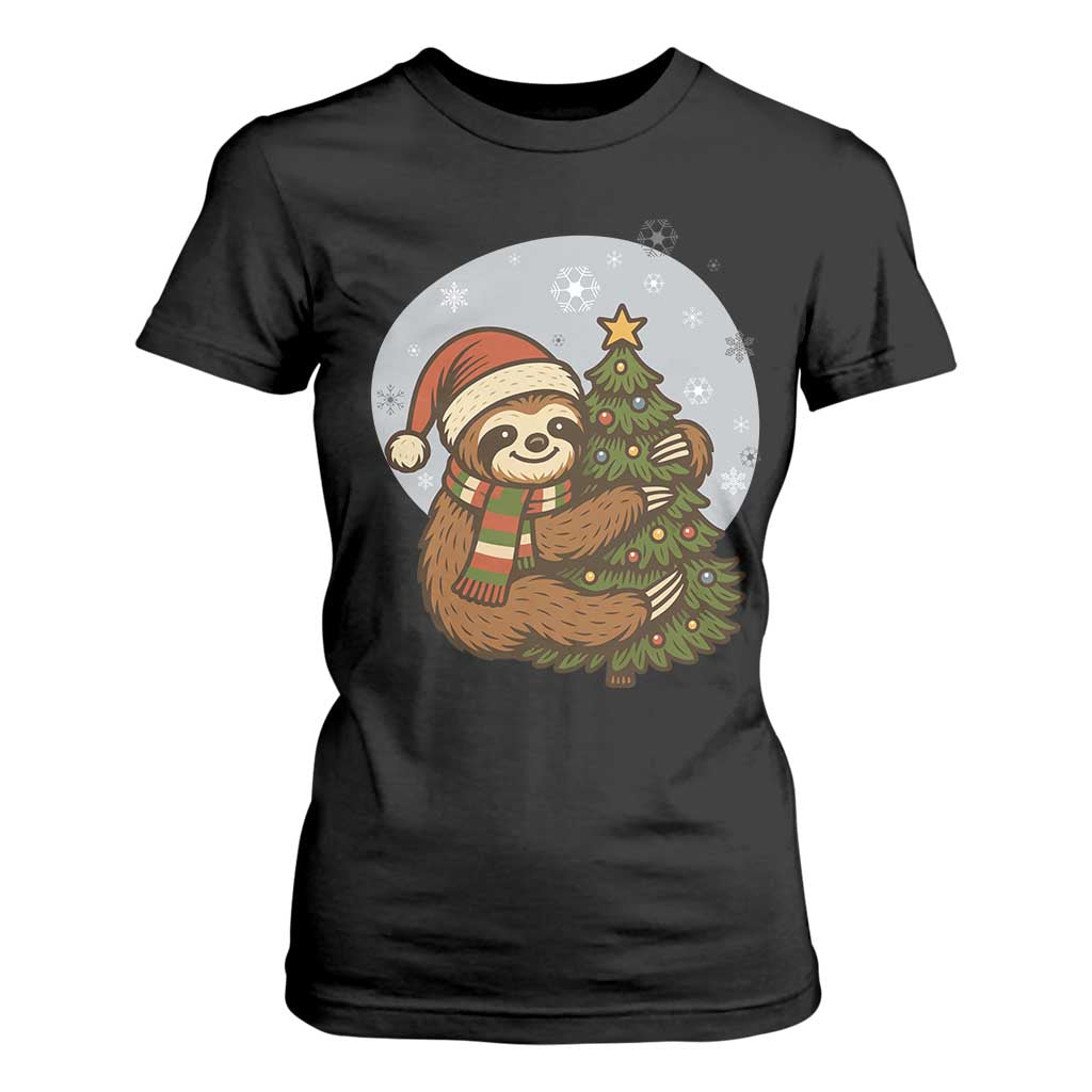 Funny Xmas T Shirt For Women Slothin Around The Christmas Tree TS12 Black Print Your Wear
