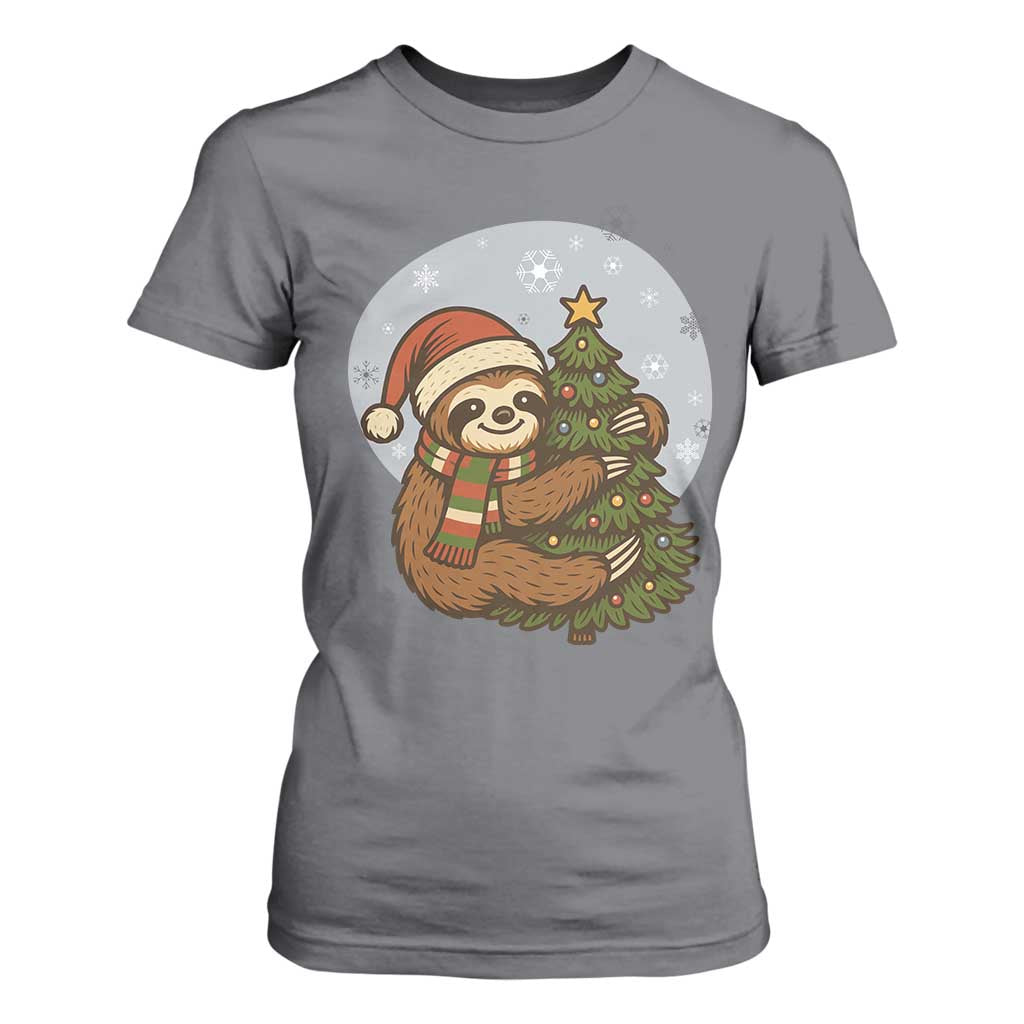 Funny Xmas T Shirt For Women Slothin Around The Christmas Tree TS12 Charcoal Print Your Wear
