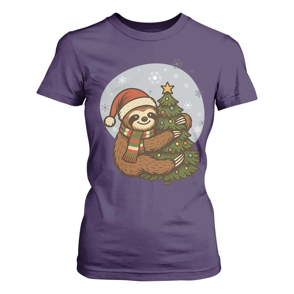 Funny Xmas T Shirt For Women Slothin Around The Christmas Tree TS12 Purple Print Your Wear