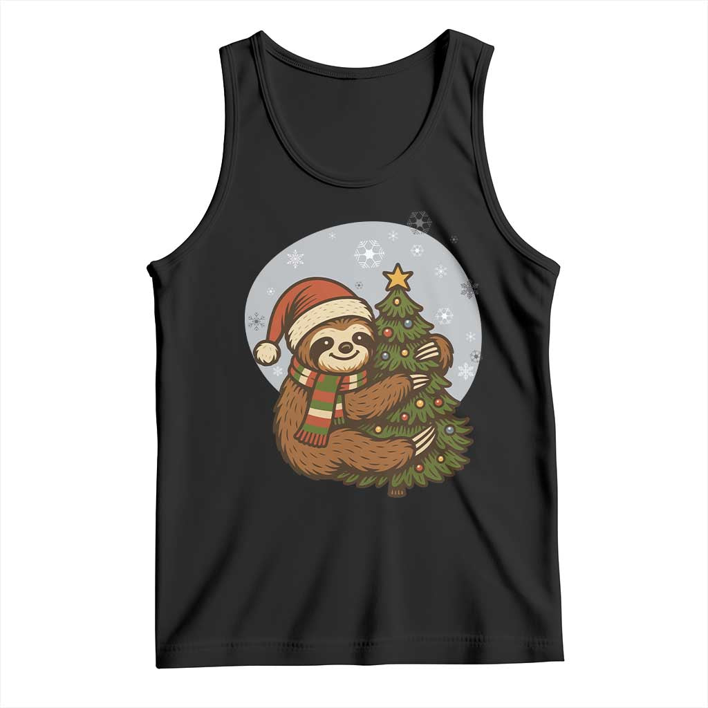Funny Xmas Tank Top Slothin Around The Christmas Tree TS12 Black Print Your Wear