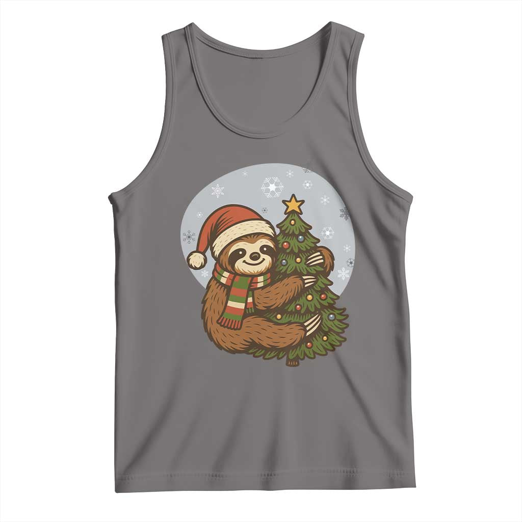 Funny Xmas Tank Top Slothin Around The Christmas Tree TS12 Deep Heather Print Your Wear
