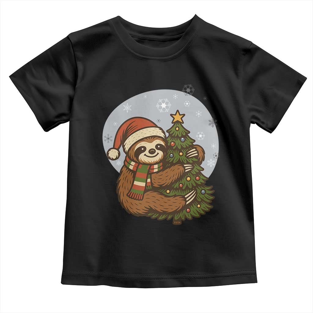 Funny Xmas Toddler T Shirt Slothin Around The Christmas Tree TS12 Black Print Your Wear