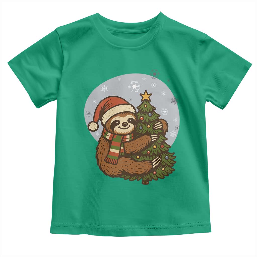 Funny Xmas Toddler T Shirt Slothin Around The Christmas Tree TS12 Irish Green Print Your Wear