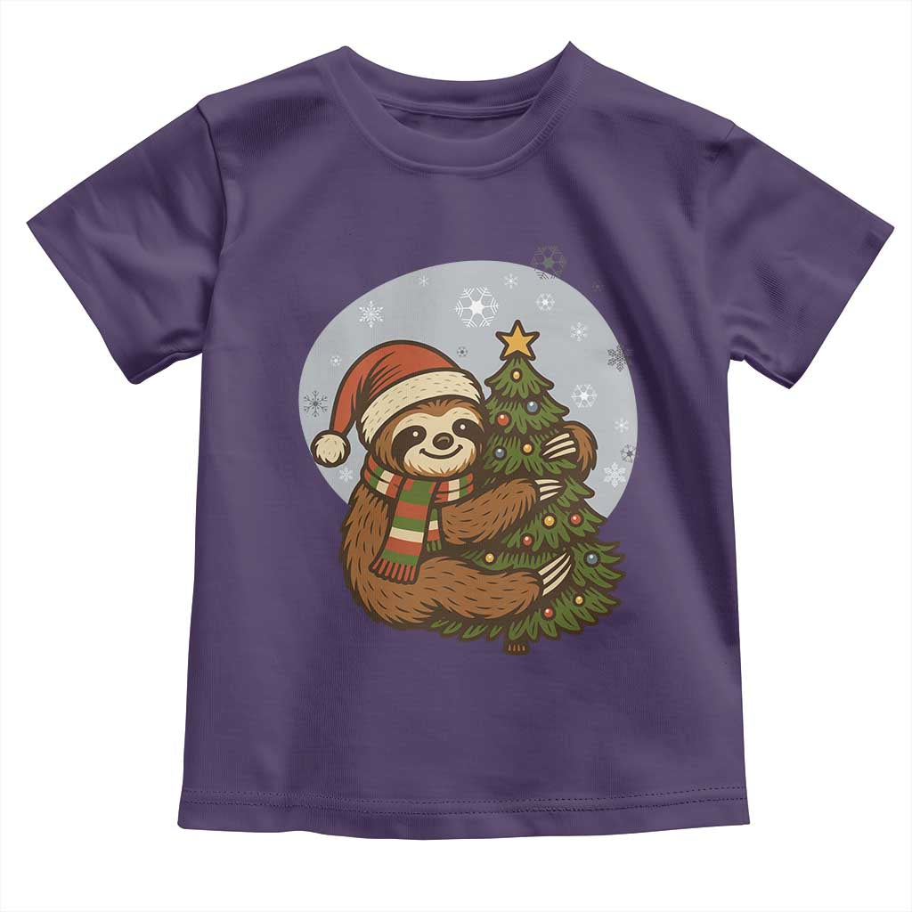 Funny Xmas Toddler T Shirt Slothin Around The Christmas Tree TS12 Purple Print Your Wear
