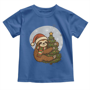 Funny Xmas Toddler T Shirt Slothin Around The Christmas Tree TS12 Royal Blue Print Your Wear