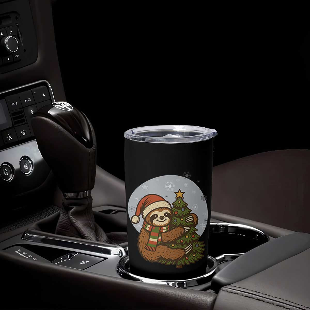 Funny Xmas Tumbler Cup Slothin Around The Christmas Tree TS12 Print Your Wear