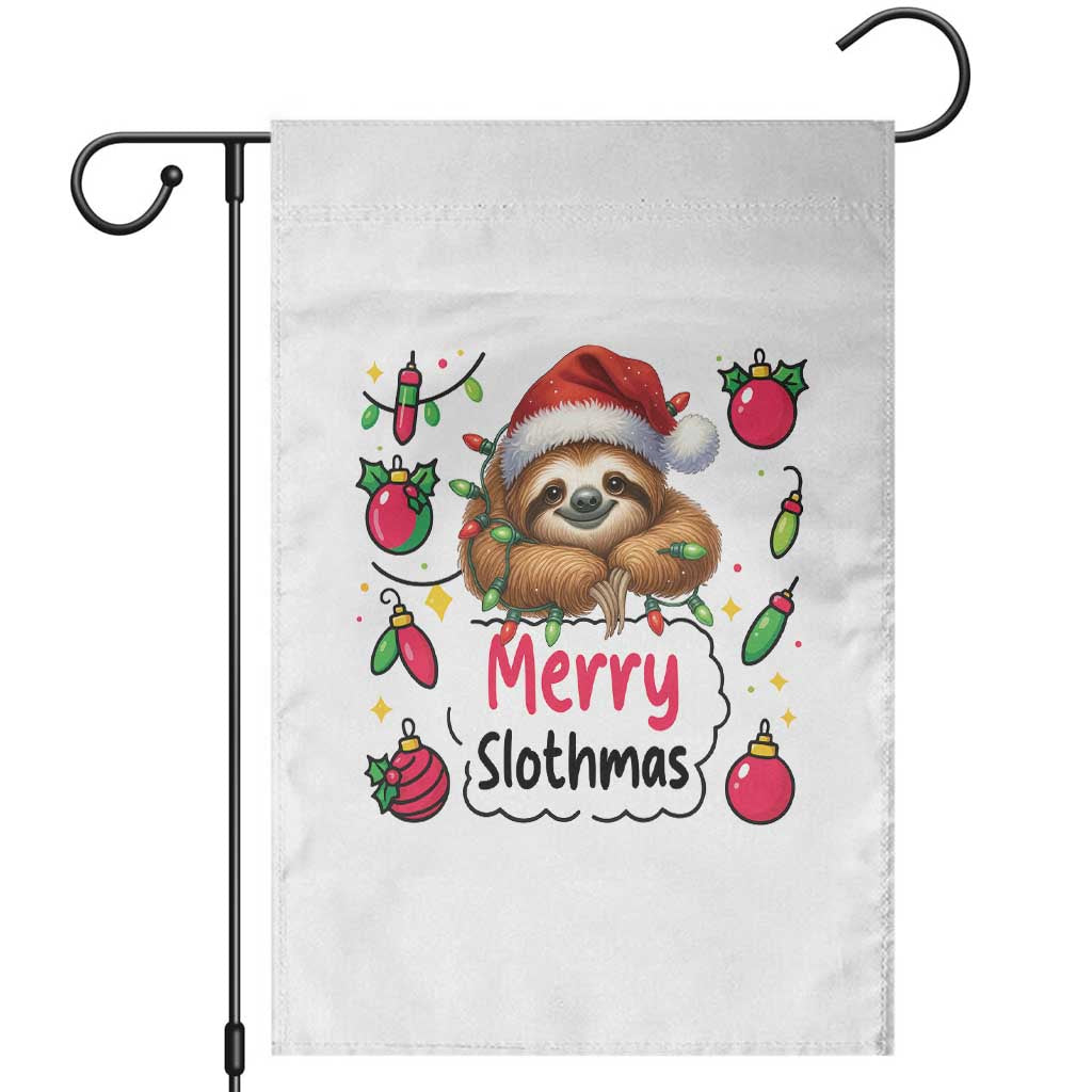 Funny Christmas Sloth Garden Flag Merry Slothmas TS12 White Print Your Wear