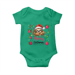 Funny Christmas Sloth Baby Onesie Merry Slothmas TS12 Irish Green Print Your Wear
