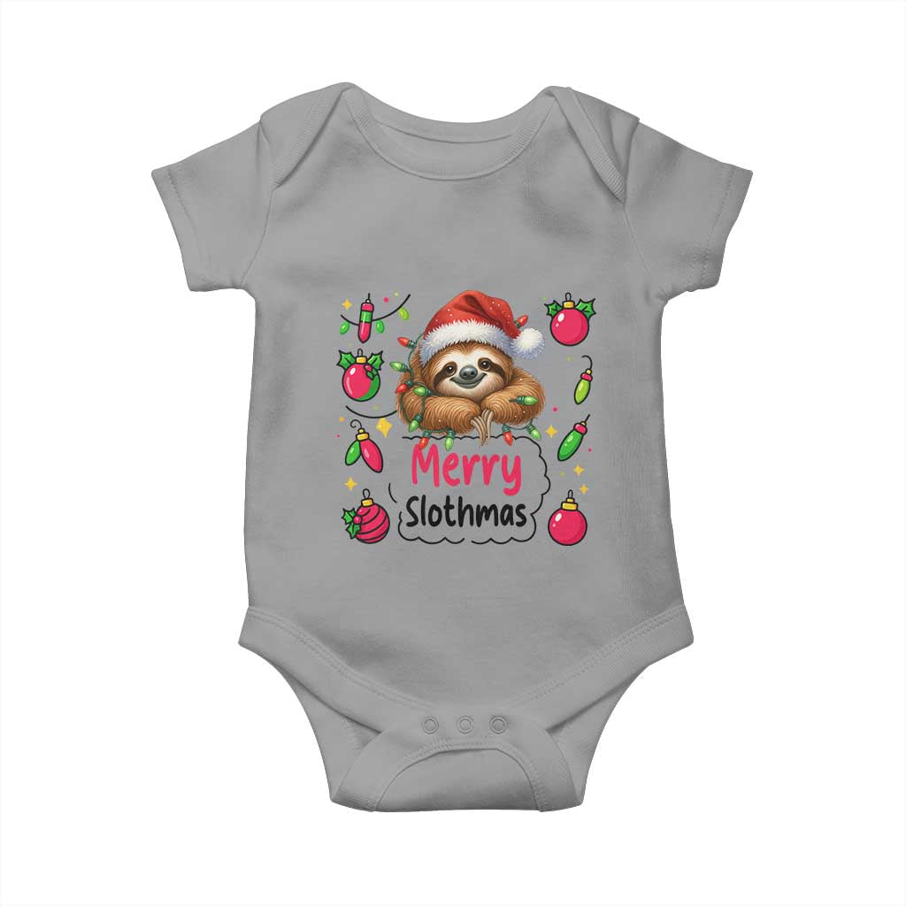 Funny Christmas Sloth Baby Onesie Merry Slothmas TS12 Sport Gray Print Your Wear