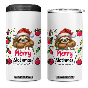 Funny Christmas Sloth 4 in 1 Can Cooler Tumbler Merry Slothmas TS12 One Size: 16 oz White Print Your Wear