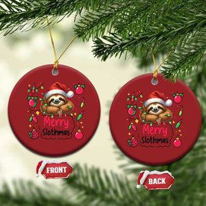 Funny Xmas Sloth Christmas Ornament Merry Slothmas TS12 Circle Red Print Your Wear