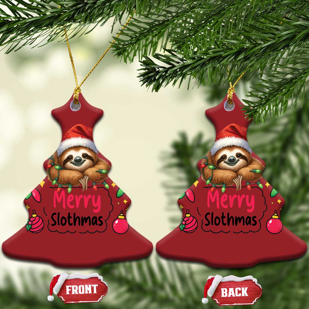 Funny Xmas Sloth Christmas Ornament Merry Slothmas TS12 Christmas Tree Red Print Your Wear