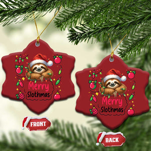 Funny Xmas Sloth Christmas Ornament Merry Slothmas TS12 Snow Flake Red Print Your Wear