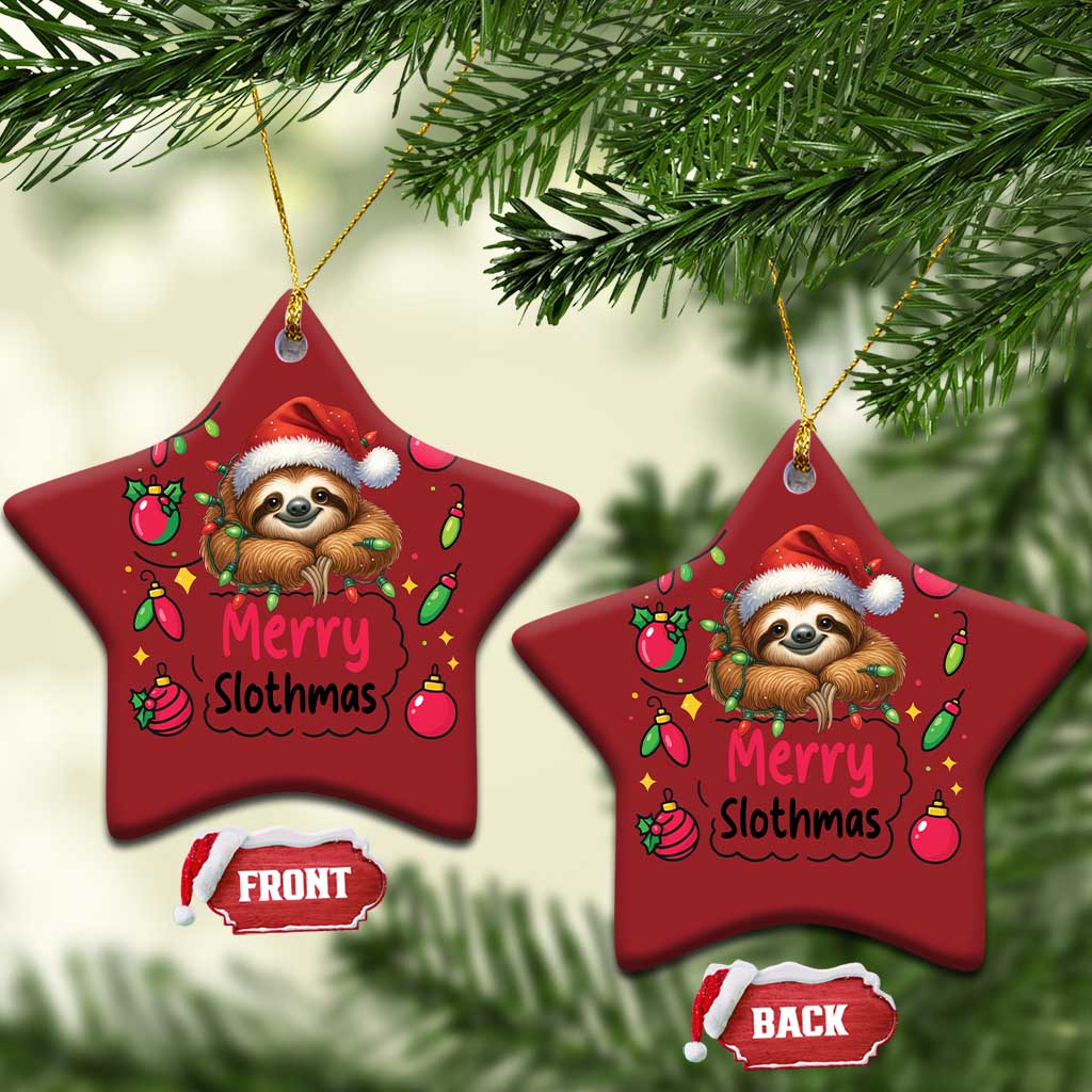 Funny Xmas Sloth Christmas Ornament Merry Slothmas TS12 Star Red Print Your Wear