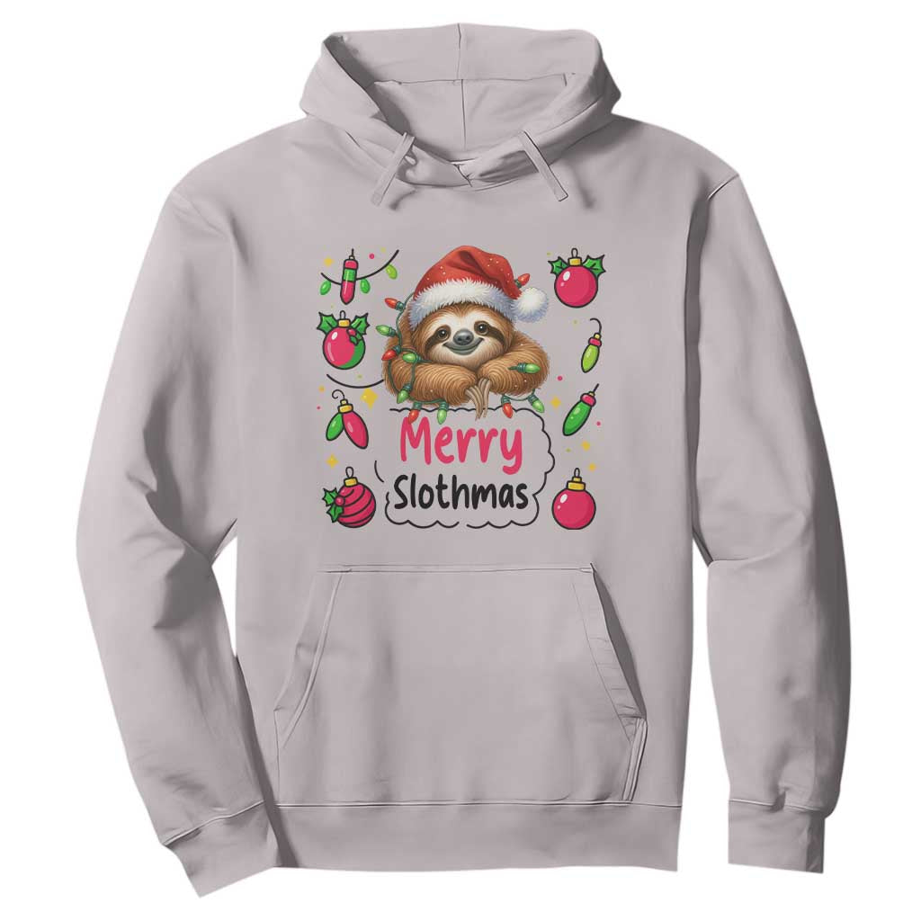 Funny Christmas Sloth Hoodie Merry Slothmas TS12 Ice Gray Print Your Wear