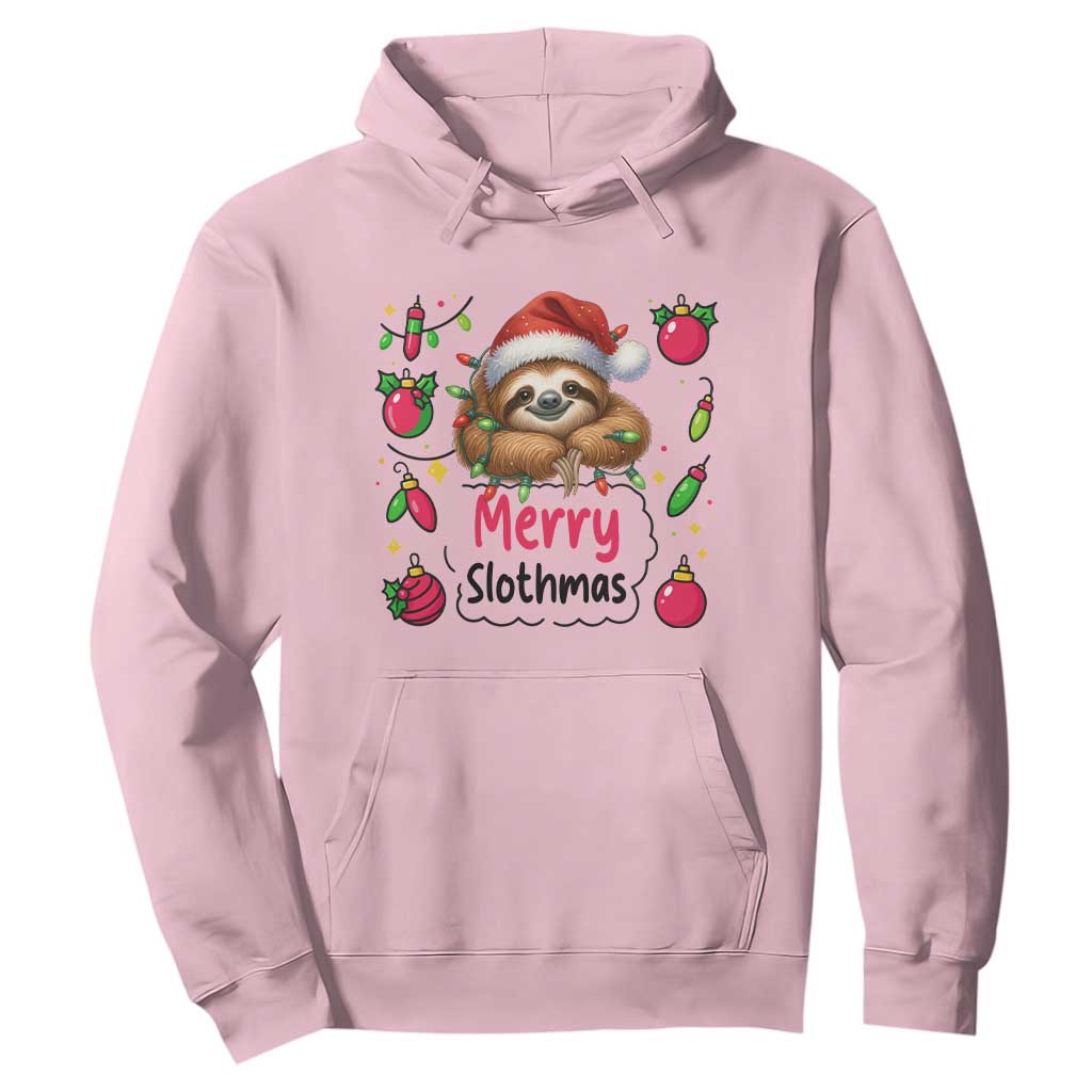 Funny Christmas Sloth Hoodie Merry Slothmas TS12 Light Pink Print Your Wear