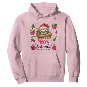 Funny Christmas Sloth Hoodie Merry Slothmas TS12 Light Pink Print Your Wear