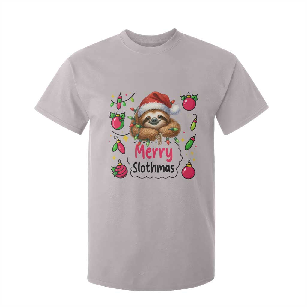 Funny Christmas Sloth T Shirt For Kid Merry Slothmas TS12 Ice Gray Print Your Wear