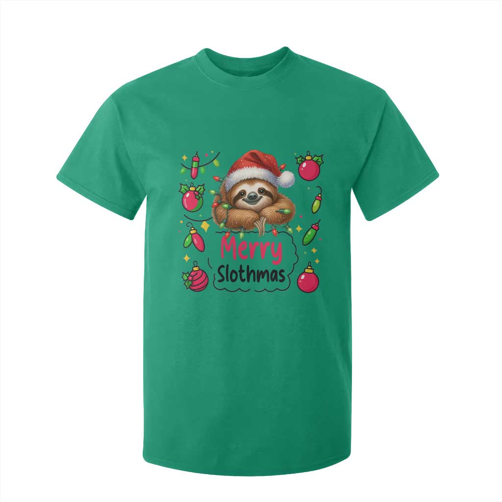 Funny Christmas Sloth T Shirt For Kid Merry Slothmas TS12 Irish Green Print Your Wear