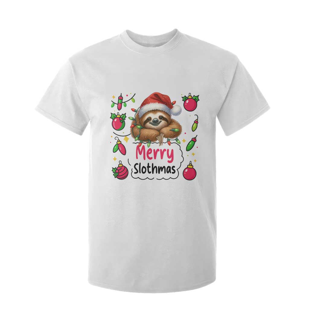 Funny Christmas Sloth T Shirt For Kid Merry Slothmas TS12 White Print Your Wear